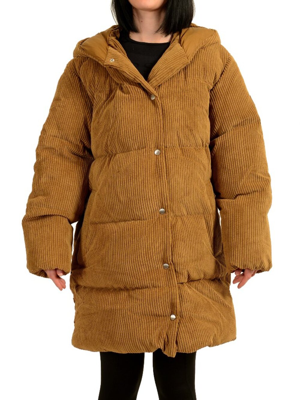 Hugo Boss Women's C_Polly Logo Embroidery Hooded Full Zip Parka Coat US 4 IT 40